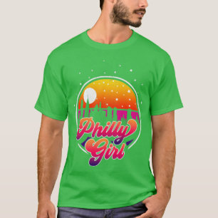 Camiseta Philly Chica Retro Sunset City Skyline Souvenir Di