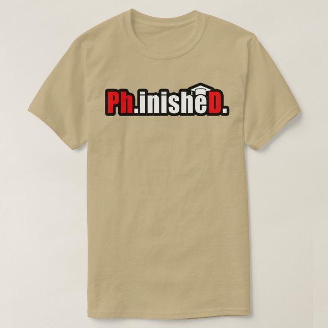 Camiseta PhinisheD en rojo resalte citas graciosas de pdh g (Diseño del anverso)