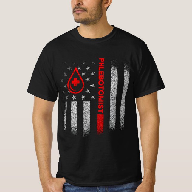 Camiseta Phlebotomist American Flag Phlebotomy Technician B (Anverso)