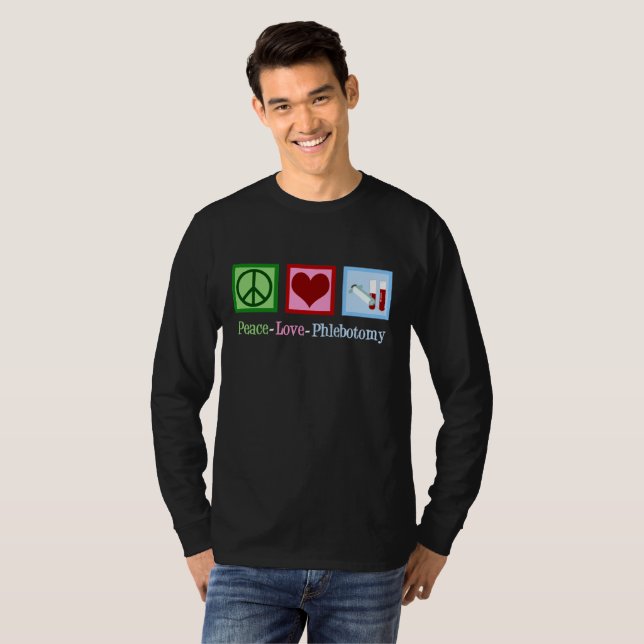 Camiseta Phlebotomist Peace Love Phlebotomy (Anverso completo)