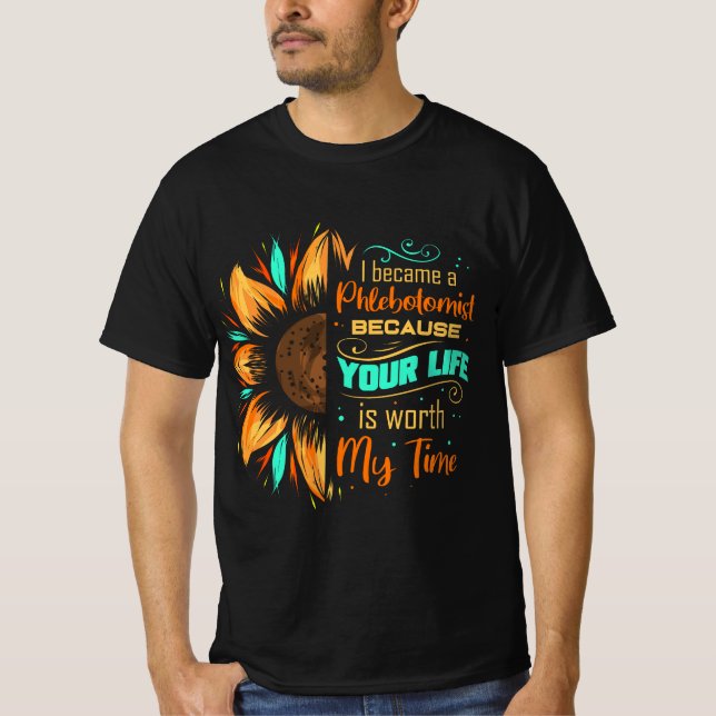 Camiseta Phlebotomist Sunflower Phlebotomy Technician  (Anverso)