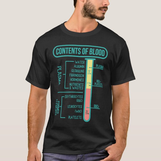 Camiseta Phlebotomy lab technician Contents of Blood Phlebo (Anverso)
