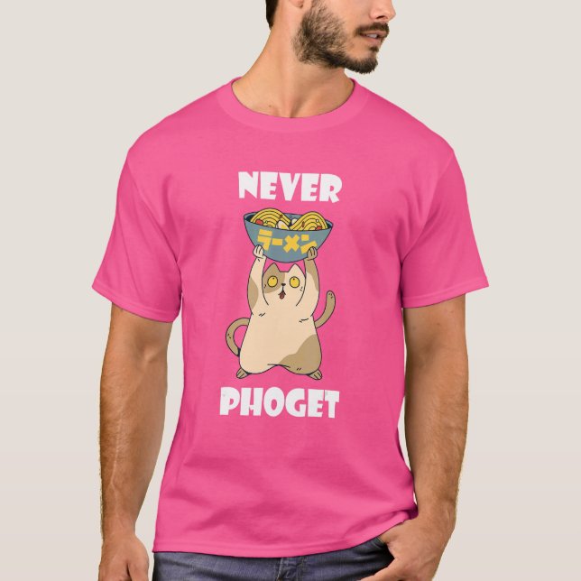 Camiseta Pho Bowl Nunca Pho Cat Comida Asiática Pho Vietnam (Anverso)