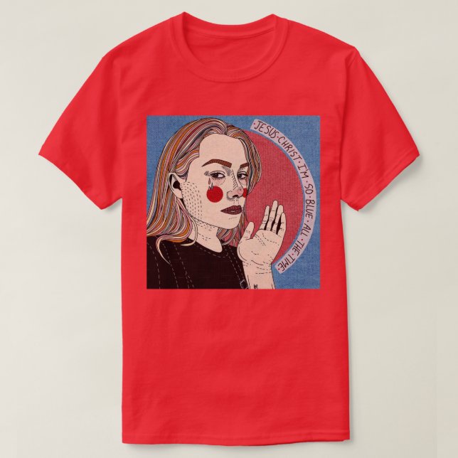 Camiseta phoebe bridgers jesus christ im tan azul todo ti (Diseño del anverso)