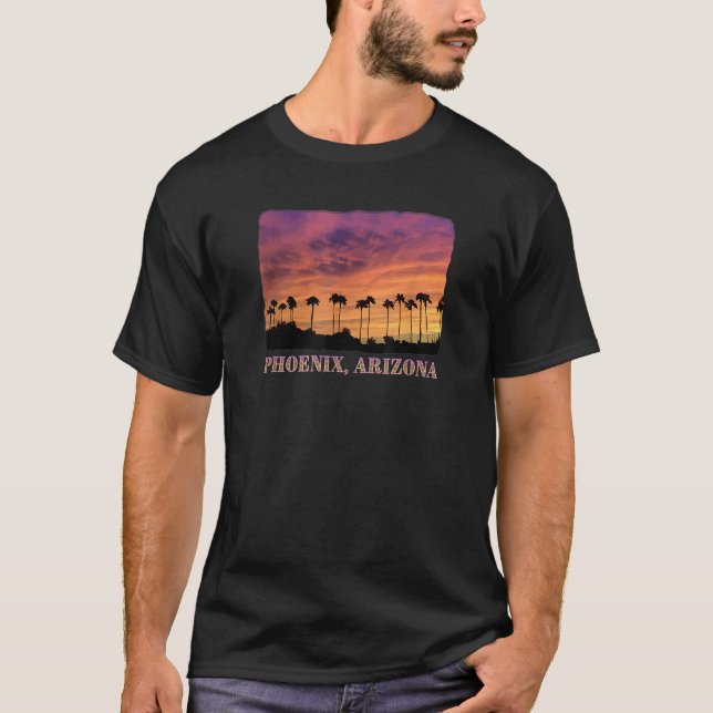 Camiseta Phoenix Arizona Hermosas palmeras color de puesta  (Anverso)