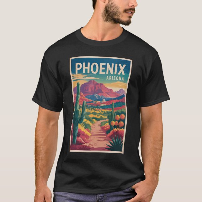 Camiseta Phoenix Arizona Illustration Travel Art Vintage (Anverso)