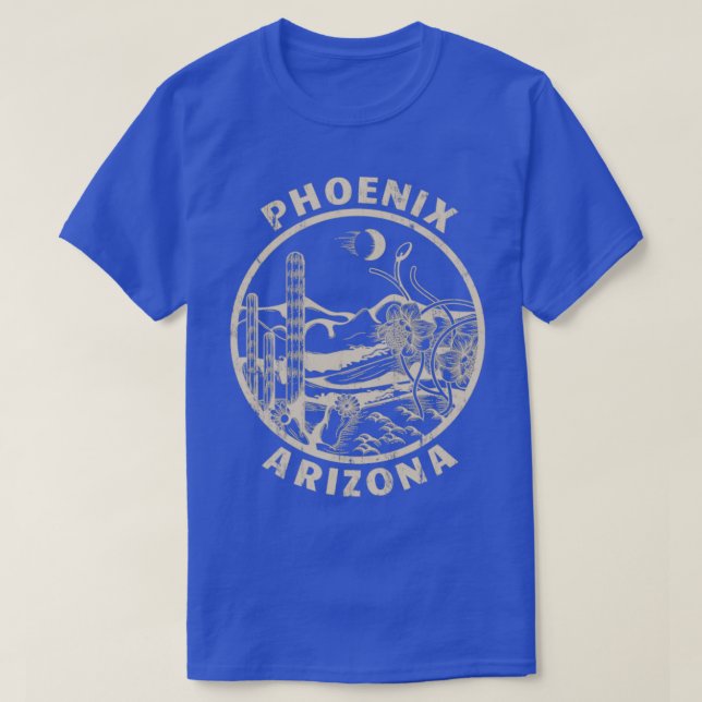 Camiseta Phoenix Arizona Linocut Ilustra del Desierto en Pr (Diseño del anverso)