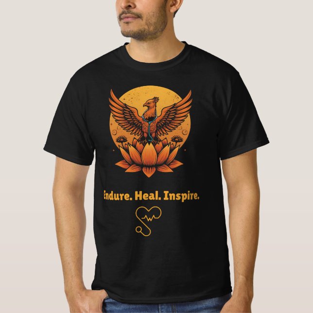 Camiseta Phoenix Lotus Moon - Perdurar. Curar. Inspira. Res (Anverso)