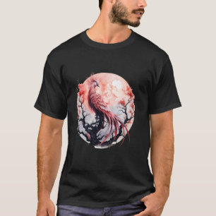 Camiseta Phoenix Moon Fire Phoenix Bird Sakura Tree Mthica