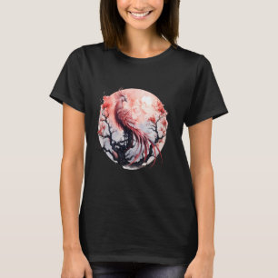 Camiseta Phoenix Moon Fire Phoenix Bird Sakura Tree Mthica