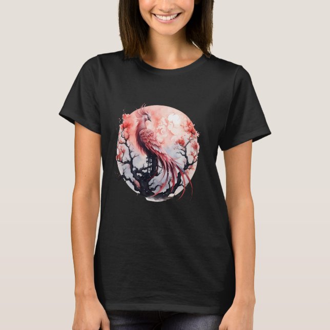 Camiseta Phoenix Moon Fire Phoenix Bird Sakura Tree Mthica (Anverso)