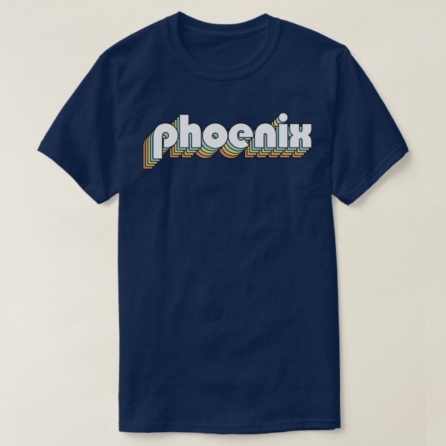 Camiseta Phoenix Retro Rainbow Typography Style (Diseño del anverso)