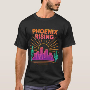 Camiseta Phoenix Rising Ciudad Neon – Synthwave Retro del D