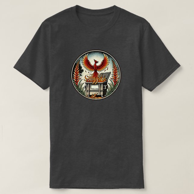 Camiseta Phoenix Rising de las cenizas de Fuego de Dumpster (Diseño del anverso)
