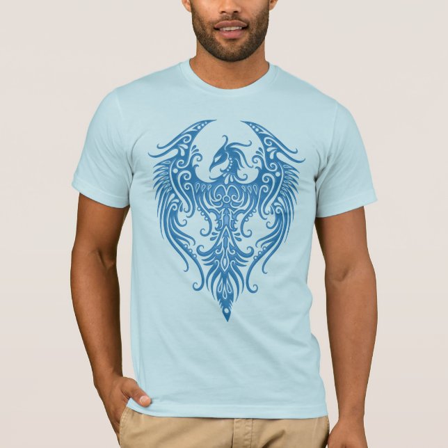 Camiseta Phoenix tribal azul adornada (Anverso)