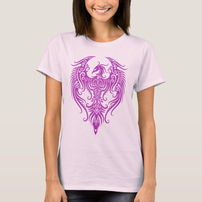 Camiseta Phoenix tribal púrpura adornada (Anverso)