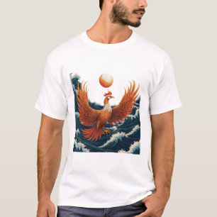 Camiseta Phoenix Wave Art - Ukiyo-e Sunset Design
