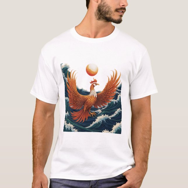 Camiseta Phoenix Wave Art - Ukiyo-e Sunset Design (Anverso)