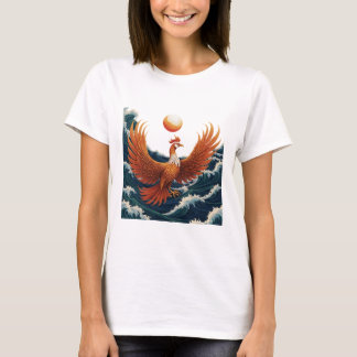 Camiseta Phoenix Wave Art - Ukiyo-e Sunset Design