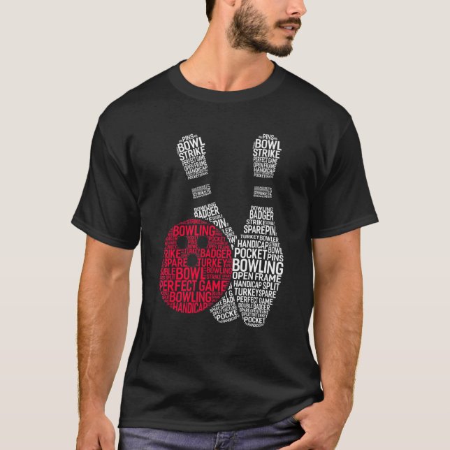 Camiseta Phonetic Alphabet Bowling Pin Word Cloud Bowling (Anverso)