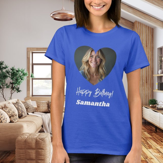 Camiseta Photo heart name birthday woman blue (Subido por el creador)