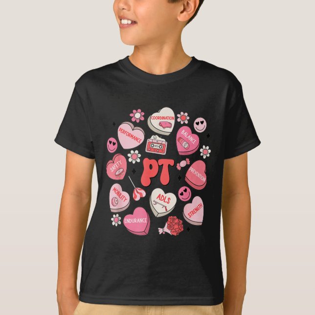 Camiseta Physical Therapy Groovy Valentine's Day Heart Cand (Anverso)