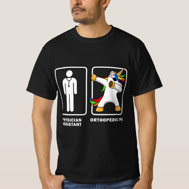 Camiseta Physician Assistant Orthopedic PA Dabbing Unicorn  (Anverso)