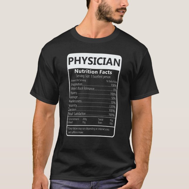 Camiseta Physician Nutrition Facts Sarcastic Graphic (Anverso)