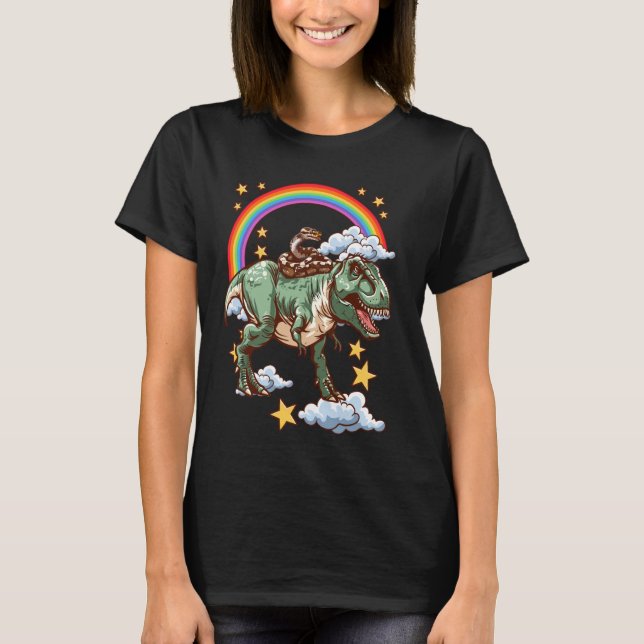 Camiseta Phyton monta un dinosaurio (Anverso)