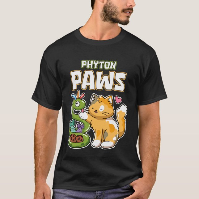 Camiseta Phyton Patas Gato Divertido Serpiente Python Progr (Anverso)