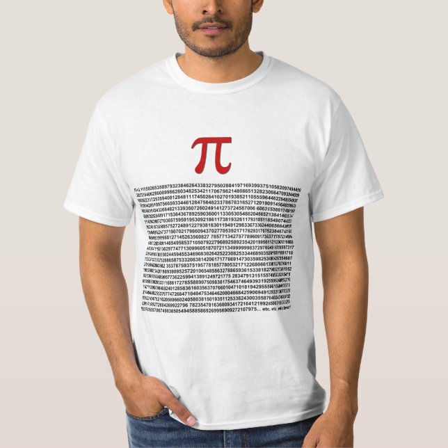Camiseta ¡Pi = 3,141592653589 etc etc… lo que! (Anverso)
