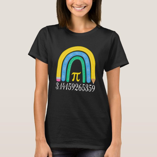 Camiseta Pi Day Matching Math Physic Teacher Rainbow Funny  (Anverso)