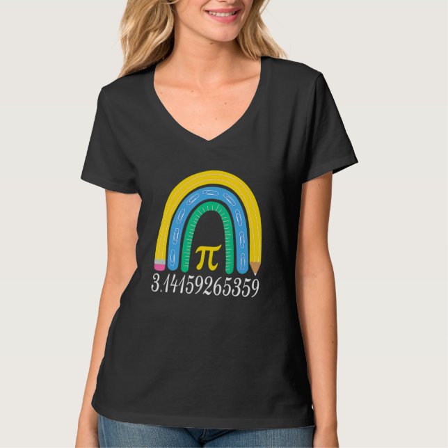 Camiseta Pi Day Matching Math Physic Teacher Rainbow Funny  (Anverso)