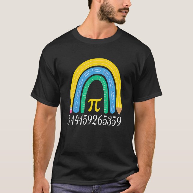 Camiseta Pi Day Matching Math Physic Teacher Rainbow Funny  (Anverso)