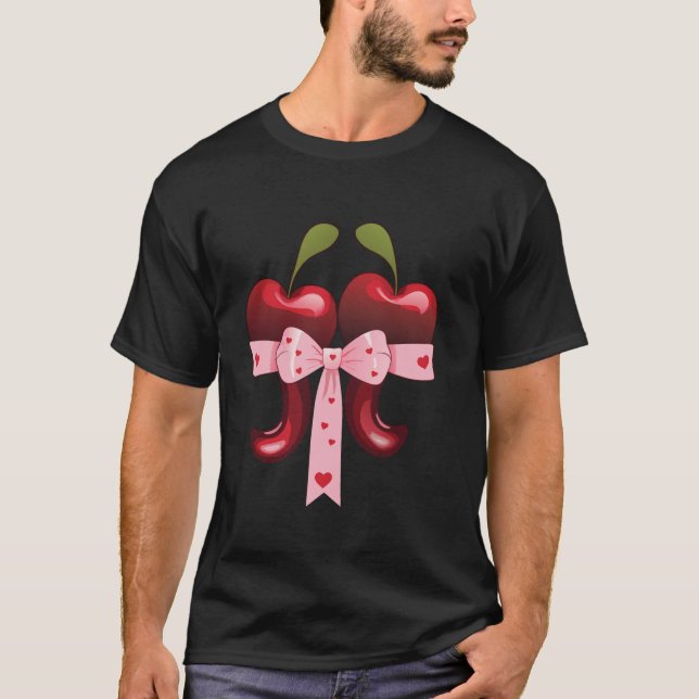 Camiseta Pi Math Tee Math Teacher Coquette Bow Cherry valen (Anverso)