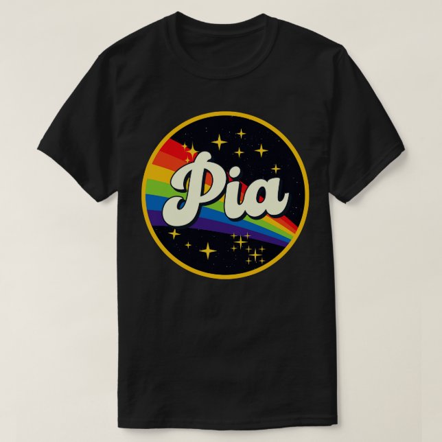 Camiseta Pia Arcoiris En El Espacio Estilo Vintage (Diseño del anverso)