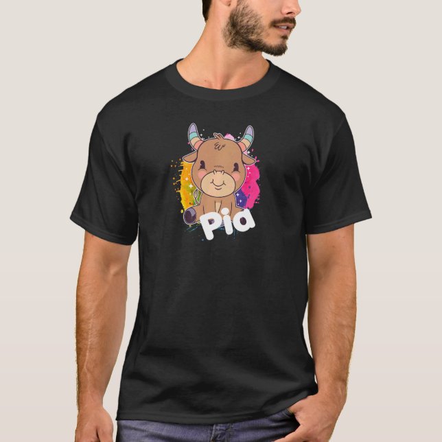 Camiseta PIA Hermoso nombre chica con adorable y pequeña va (Anverso)