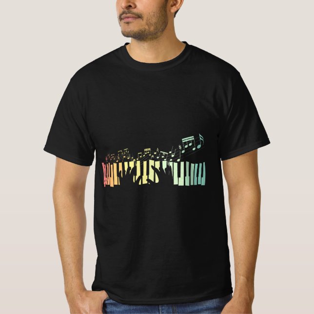 Camiseta Pianist Gift Idea Keyboards Music Notes Piano  (Anverso)