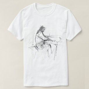 Camiseta Pianista abstracto minimalista tocando el piano - 