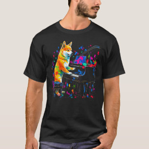 Camiseta Pianista de Perro Shiba Inu