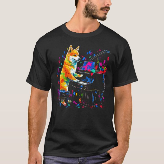 Camiseta Pianista de Perro Shiba Inu (Anverso)