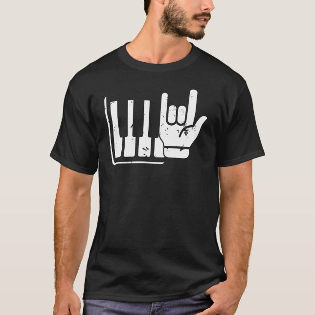 Camiseta Pianista de teclado Piano Jugador Rock Jazz En (Anverso)