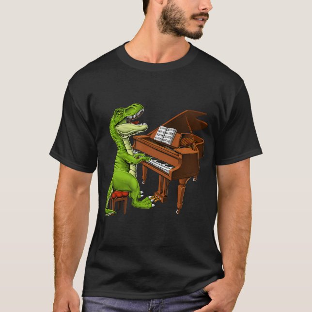 Camiseta Pianista Dinosaurio T-Rex (Anverso)