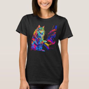 Camiseta Pianista gato Maine Coon