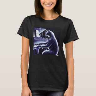 Camiseta Pianista Gato Negro Perros Calientes