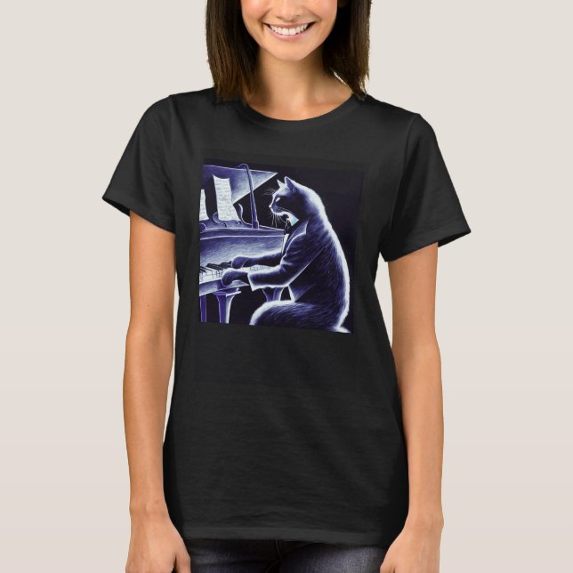 Camiseta Pianista Gato Negro Perros Calientes (Anverso)