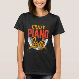 Camiseta Pianista loca dama Chica piano