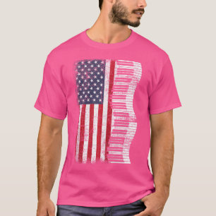 Camiseta Pianista Música Clásica Teclado Piano Bandera Ee U