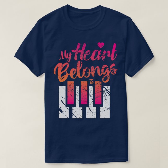Camiseta Pianista músico ama el piano Yo y YouTShirt (Diseño del anverso)