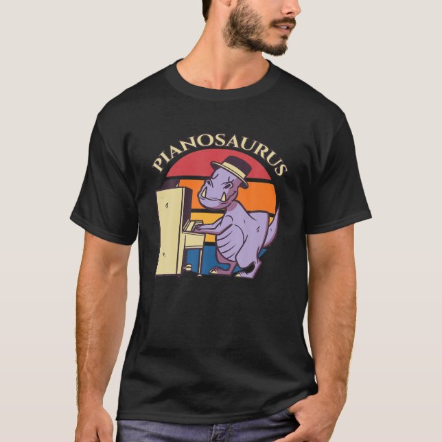 Camiseta Pianista Rex Dinosaur Pianosauro En Piano (Anverso)